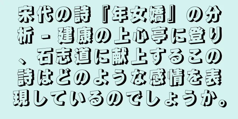 宋代の詩『年女嬌』の分析 - 建康の上心亭に登り、石志道に献上するこの詩はどのような感情を表現しているのでしょうか。