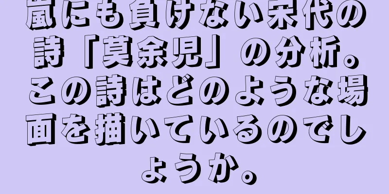 嵐にも負けない宋代の詩「莫余児」の分析。この詩はどのような場面を描いているのでしょうか。
