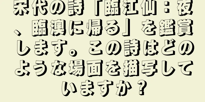 宋代の詩「臨江仙：夜、臨澳に帰る」を鑑賞します。この詩はどのような場面を描写していますか？