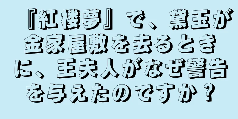『紅楼夢』で、黛玉が金家屋敷を去るときに、王夫人がなぜ警告を与えたのですか？