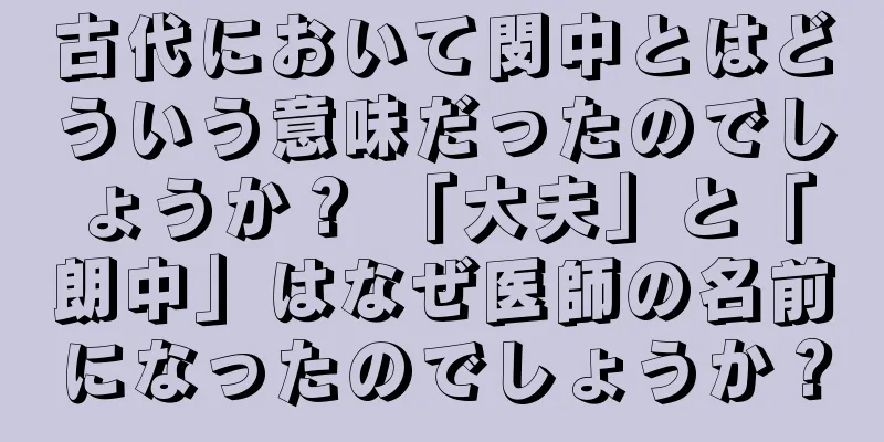 古代において閔中とはどういう意味だったのでしょうか？ 「大夫」と「朗中」はなぜ医師の名前になったのでしょうか？