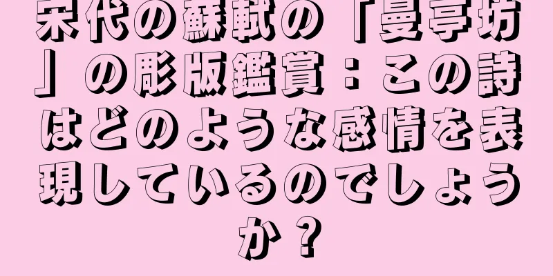 宋代の蘇軾の「曼亭坊」の彫版鑑賞：この詩はどのような感情を表現しているのでしょうか？