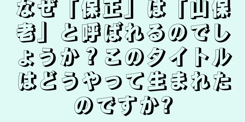 なぜ「保正」は「山保老」と呼ばれるのでしょうか？このタイトルはどうやって生まれたのですか?