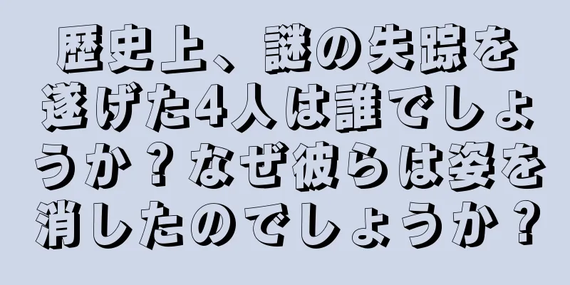 歴史上、謎の失踪を遂げた4人は誰でしょうか？なぜ彼らは姿を消したのでしょうか？