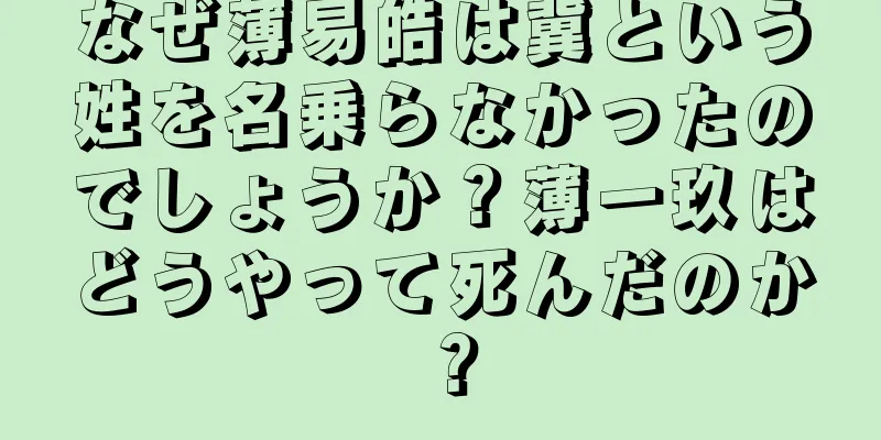なぜ薄易皓は冀という姓を名乗らなかったのでしょうか？薄一玖はどうやって死んだのか？