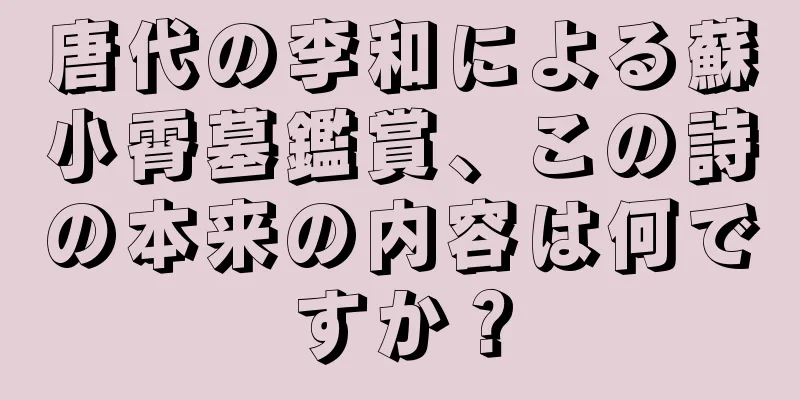 唐代の李和による蘇小霄墓鑑賞、この詩の本来の内容は何ですか？