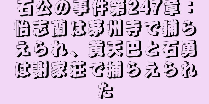 石公の事件第247章：怡志蘭は茅州寺で捕らえられ、黄天巴と石勇は謝家荘で捕らえられた