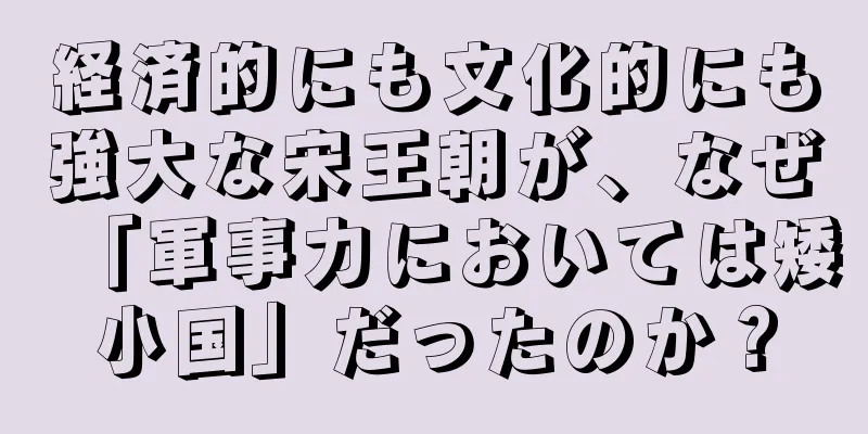 経済的にも文化的にも強大な宋王朝が、なぜ「軍事力においては矮小国」だったのか？