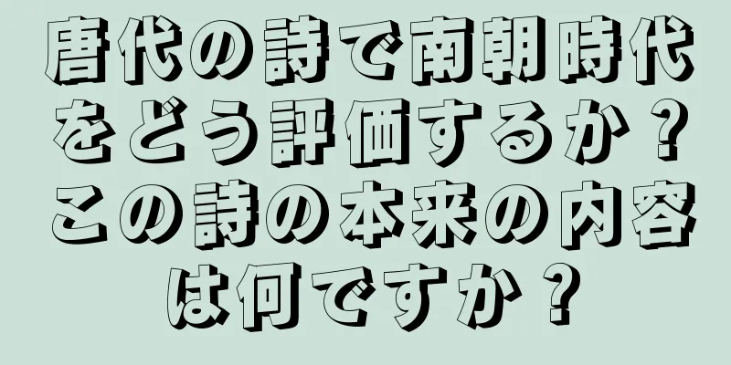唐代の詩で南朝時代をどう評価するか？この詩の本来の内容は何ですか？