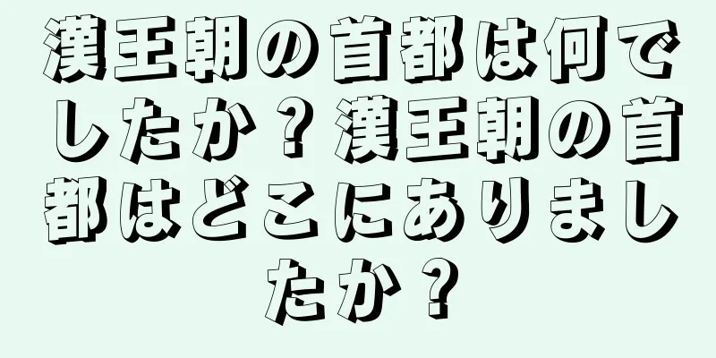 漢王朝の首都は何でしたか？漢王朝の首都はどこにありましたか？