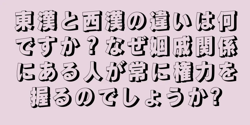 東漢と西漢の違いは何ですか？なぜ姻戚関係にある人が常に権力を握るのでしょうか?