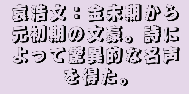 袁浩文：金末期から元初期の文豪。詩によって驚異的な名声を得た。