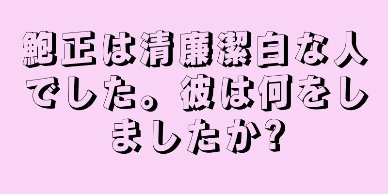 鮑正は清廉潔白な人でした。彼は何をしましたか?