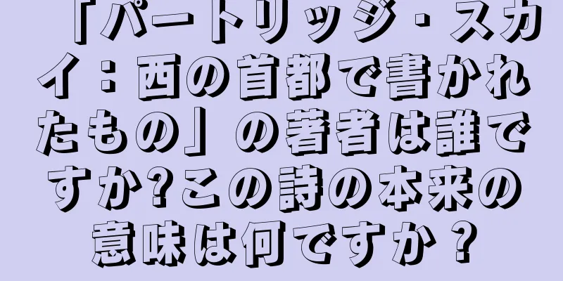 「パートリッジ・スカイ：西の首都で書かれたもの」の著者は誰ですか?この詩の本来の意味は何ですか？