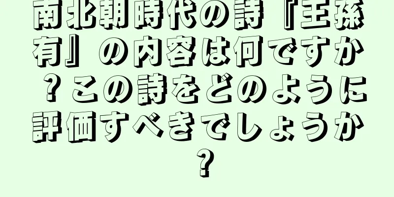 南北朝時代の詩『王孫有』の内容は何ですか？この詩をどのように評価すべきでしょうか？