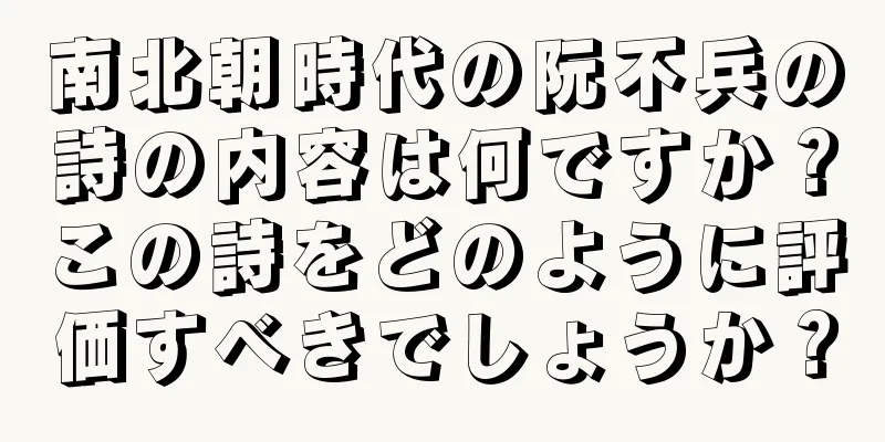 南北朝時代の阮不兵の詩の内容は何ですか？この詩をどのように評価すべきでしょうか？