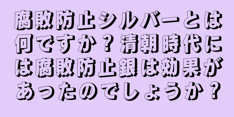 腐敗防止シルバーとは何ですか？清朝時代には腐敗防止銀は効果があったのでしょうか？