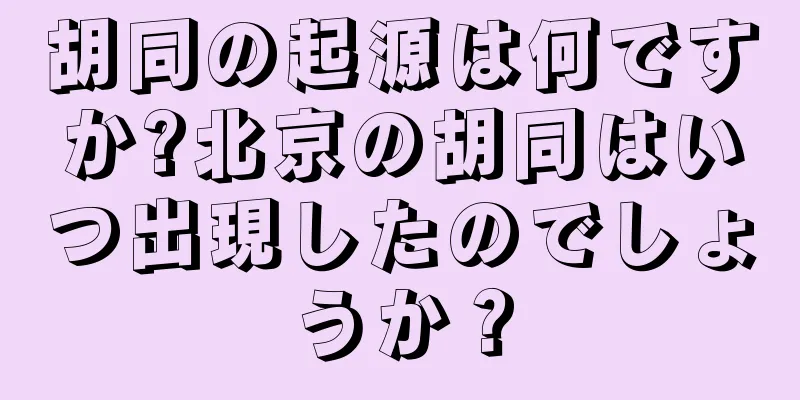 胡同の起源は何ですか?北京の胡同はいつ出現したのでしょうか？