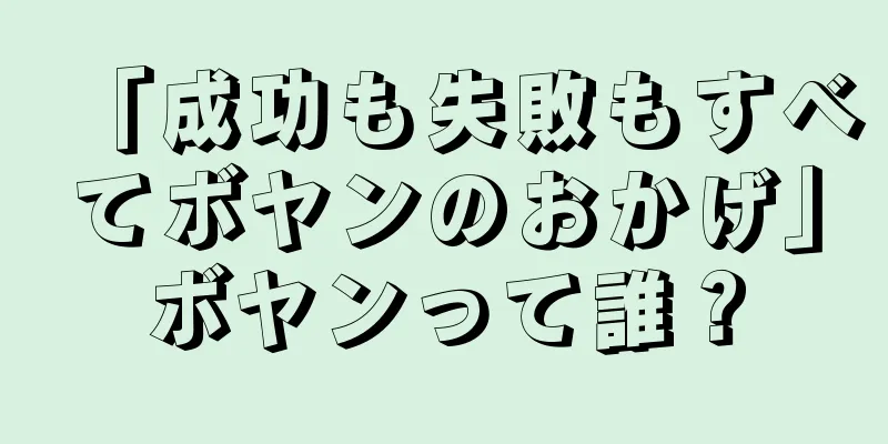 「成功も失敗もすべてボヤンのおかげ」ボヤンって誰？