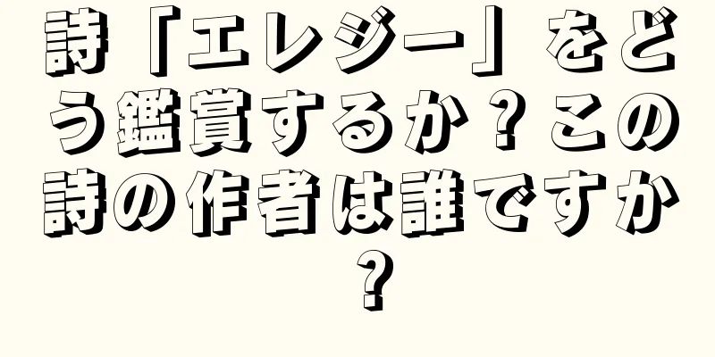 詩「エレジー」をどう鑑賞するか？この詩の作者は誰ですか？