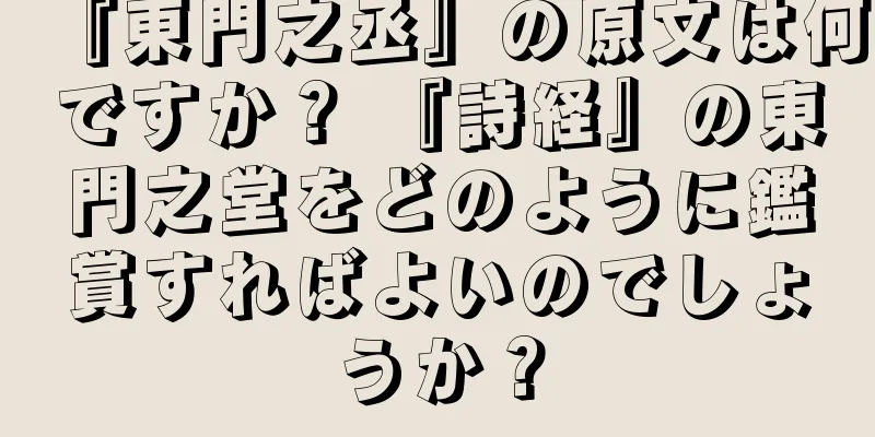 『東門之丞』の原文は何ですか？ 『詩経』の東門之堂をどのように鑑賞すればよいのでしょうか？