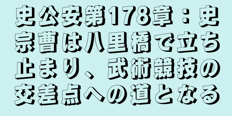 史公安第178章：史宗曹は八里橋で立ち止まり、武術競技の交差点への道となる