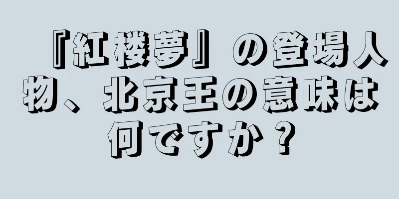 『紅楼夢』の登場人物、北京王の意味は何ですか？