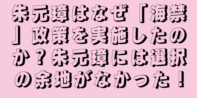 朱元璋はなぜ「海禁」政策を実施したのか？朱元璋には選択の余地がなかった！