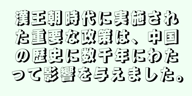 漢王朝時代に実施された重要な政策は、中国の歴史に数千年にわたって影響を与えました。