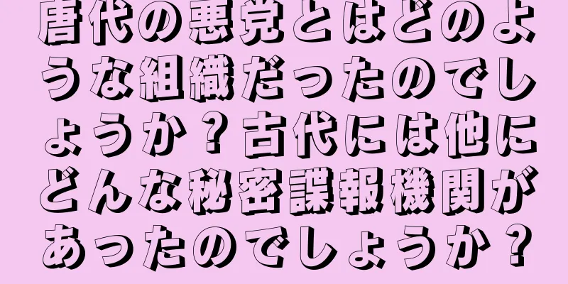 唐代の悪党とはどのような組織だったのでしょうか？古代には他にどんな秘密諜報機関があったのでしょうか？