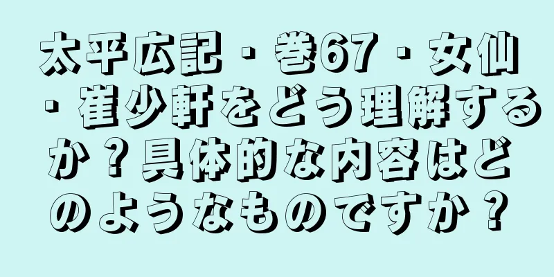 太平広記・巻67・女仙・崔少軒をどう理解するか？具体的な内容はどのようなものですか？