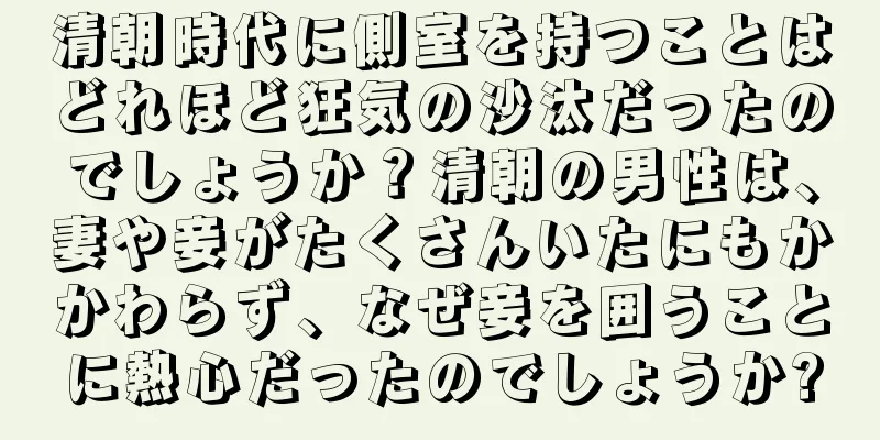 清朝時代に側室を持つことはどれほど狂気の沙汰だったのでしょうか？清朝の男性は、妻や妾がたくさんいたにもかかわらず、なぜ妾を囲うことに熱心だったのでしょうか?