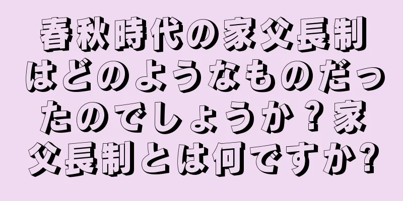 春秋時代の家父長制はどのようなものだったのでしょうか？家父長制とは何ですか?
