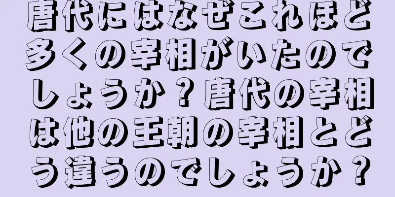 唐代にはなぜこれほど多くの宰相がいたのでしょうか？唐代の宰相は他の王朝の宰相とどう違うのでしょうか？