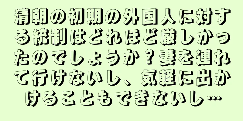 清朝の初期の外国人に対する統制はどれほど厳しかったのでしょうか？妻を連れて行けないし、気軽に出かけることもできないし…