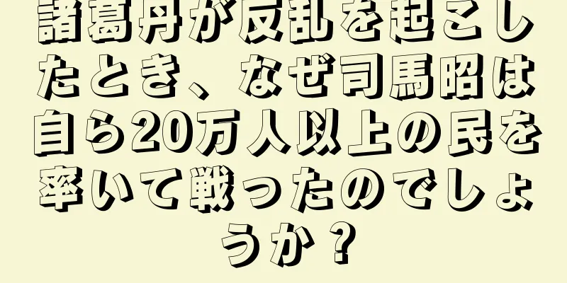 諸葛丹が反乱を起こしたとき、なぜ司馬昭は自ら20万人以上の民を率いて戦ったのでしょうか？