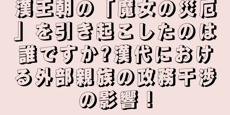 漢王朝の「魔女の災厄」を引き起こしたのは誰ですか?漢代における外部親族の政務干渉の影響！