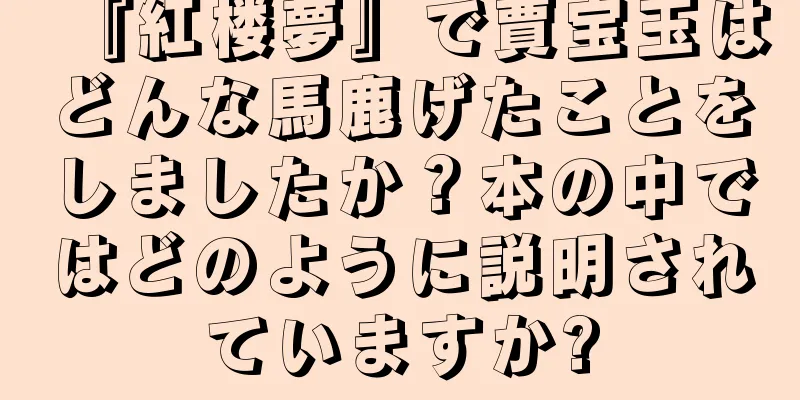 『紅楼夢』で賈宝玉はどんな馬鹿げたことをしましたか？本の中ではどのように説明されていますか?