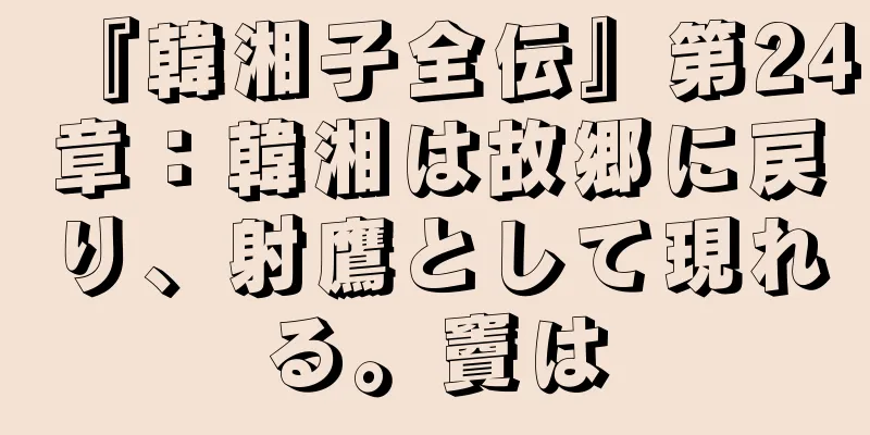 『韓湘子全伝』第24章：韓湘は故郷に戻り、射鷹として現れる。竇は