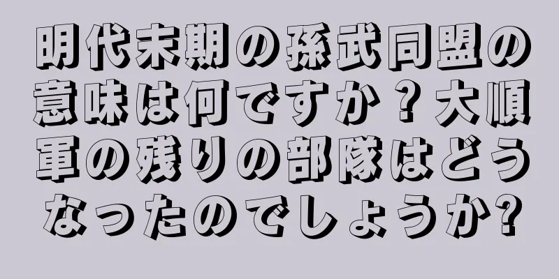 明代末期の孫武同盟の意味は何ですか？大順軍の残りの部隊はどうなったのでしょうか?