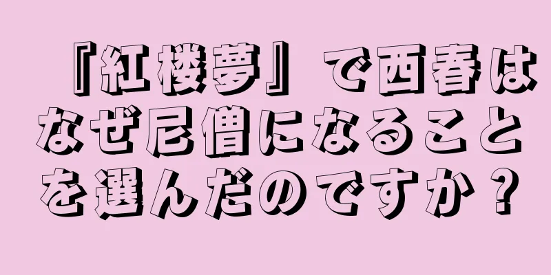 『紅楼夢』で西春はなぜ尼僧になることを選んだのですか？