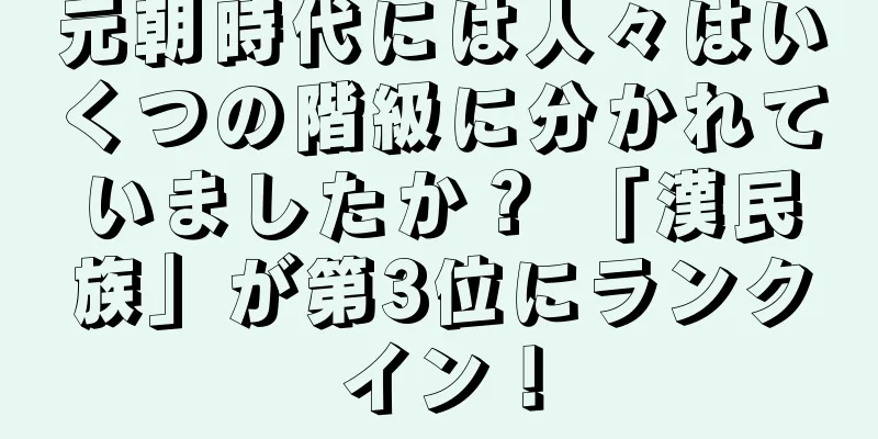 元朝時代には人々はいくつの階級に分かれていましたか？ 「漢民族」が第3位にランクイン！