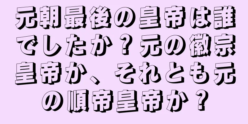 元朝最後の皇帝は誰でしたか？元の徽宗皇帝か、それとも元の順帝皇帝か？