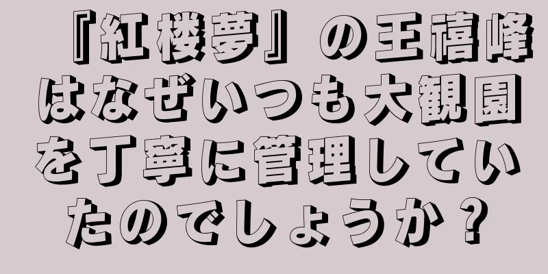 『紅楼夢』の王禧峰はなぜいつも大観園を丁寧に管理していたのでしょうか？