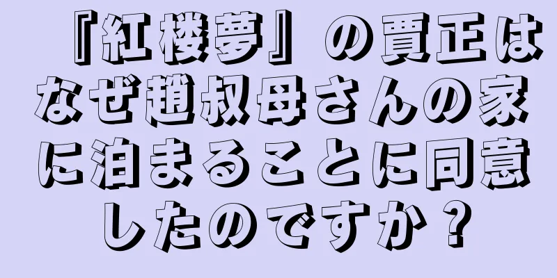 『紅楼夢』の賈正はなぜ趙叔母さんの家に泊まることに同意したのですか？