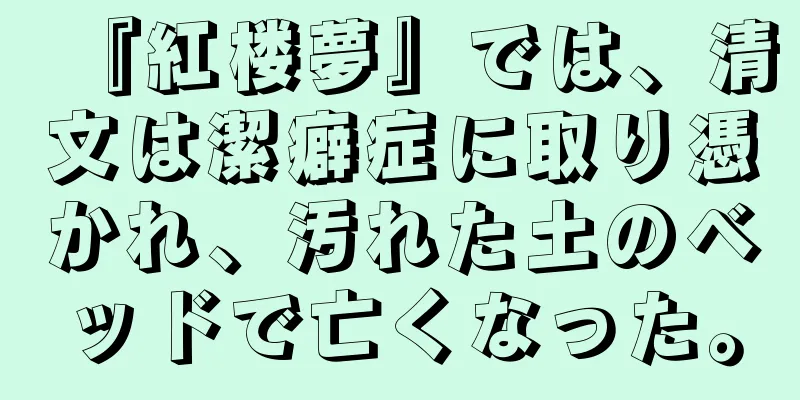 『紅楼夢』では、清文は潔癖症に取り憑かれ、汚れた土のベッドで亡くなった。