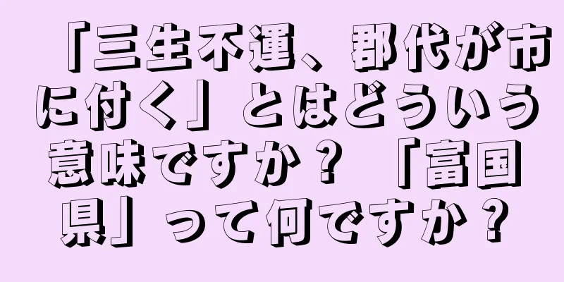 「三生不運、郡代が市に付く」とはどういう意味ですか？ 「富国県」って何ですか？
