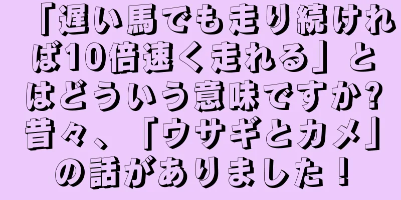 「遅い馬でも走り続ければ10倍速く走れる」とはどういう意味ですか?昔々、「ウサギとカメ」の話がありました！
