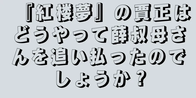 『紅楼夢』の賈正はどうやって薛叔母さんを追い払ったのでしょうか？