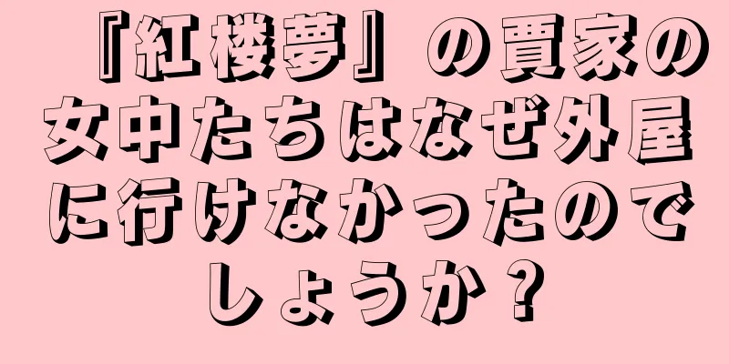 『紅楼夢』の賈家の女中たちはなぜ外屋に行けなかったのでしょうか？